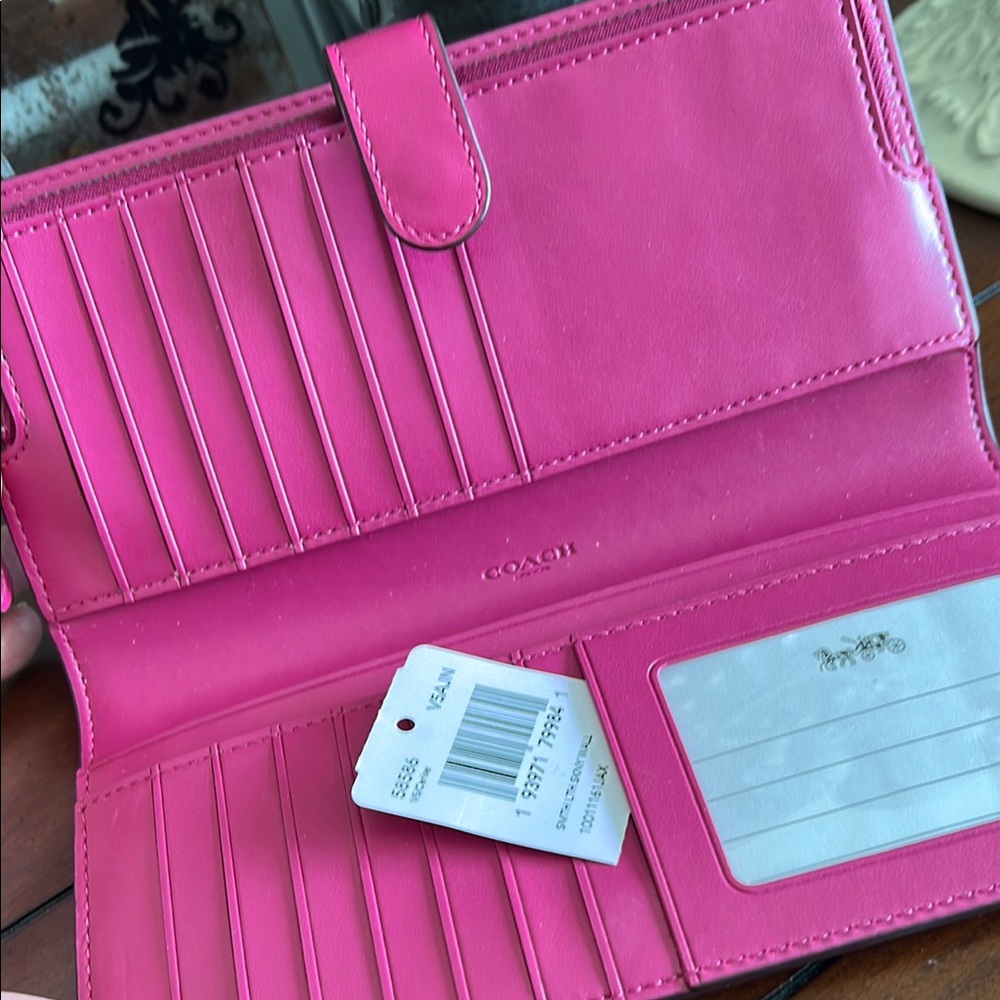 Coach Smooth Leather Fuchsia Women's Wallet - Picture 7 of 16